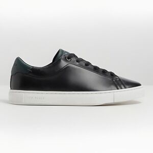 Ted Baker Leatherβ Sneakers Black Luxury Memory Foam Tennis Men's Size 8.5